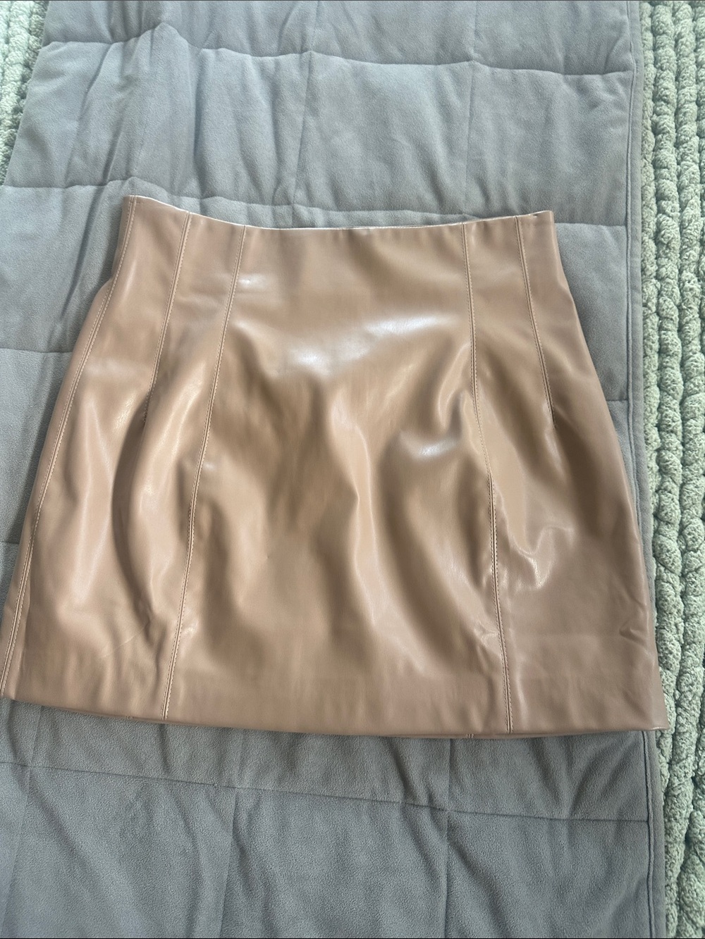 Lulu's Faux Leather Mini Skirt in Taupe